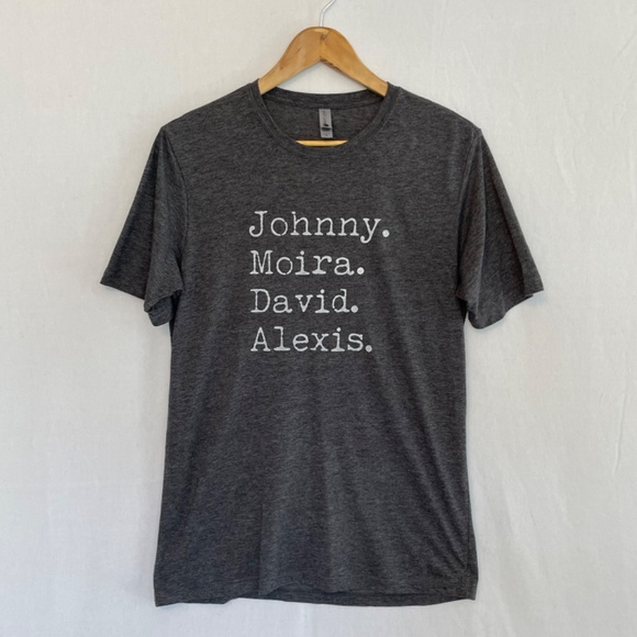 Next Level Apparel Johnny. Moira. David. Alexis Schitts Creek T-Shirt Gray S - Picture 6 of 6